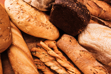 Fragrant bread on the table. Food concept
