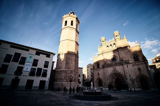 Cathedral of Santa Maria and El Fadri, a bell tower in the city of Castellon de la Plana, Spain