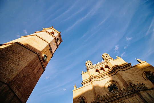 Cathedral of Santa Maria and El Fadri, a bell tower in the city of Castellon de la Plana, Spain