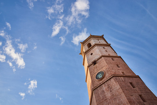 Cathedral of Santa Maria and El Fadri, a bell tower in the city of Castellon de la Plana, Spain