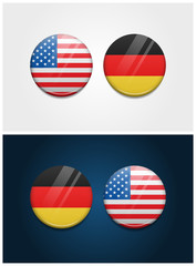 United States of America USA and Germany Round Flags