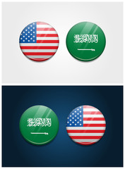 United States of America USA and Saudi Arabia Round Flags