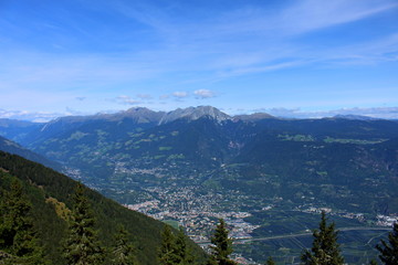The city of Merano and its valley seen from above