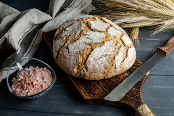 A loaf of fresh country bread.