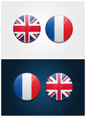 United Kingdom and France Round Flags