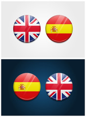 United Kingdom and Spain Round Flags