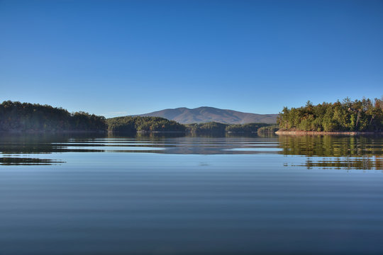 "The Blue Ridge Mountains from Lake James" artistic fine art high resolution low noise unretouched wallpaper photo of a mountain lake with reflections ZDS Lake James Collection