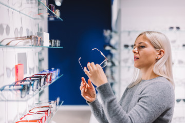 Woman looking at correction eyewear