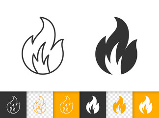 Fire bonfire flame simple black line vector icon