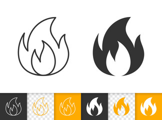 Fire simple flame bonfire black line vector icon