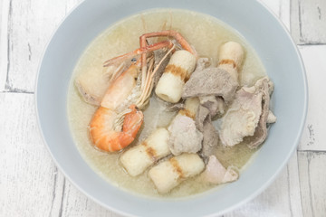 Soup with shrimps. Delicious healthy food for health