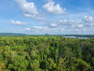Fototapeta na wymiar Aerial view of village landscape in Thiland.