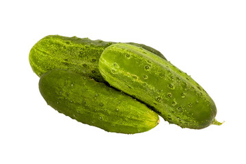 Composition of cucumbers white background