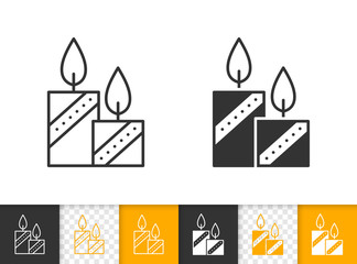 Candle Flame simple fire black line vector icon