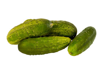 Composition of cucumbers white background