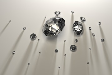 Diamonds isolated on white 3d model