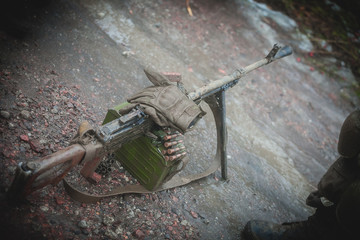 Kalashnikov machine gun on military firing
