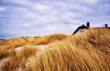 Panorama from the house behind the dunes at the Baltic Sea.