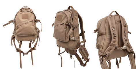 tactical backpack isolate on white