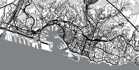 Urban vector city map of Genoa, Italy