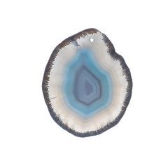 Close up of natural blue agate crystal surface, blue agate crystal cross section. abstract background texture.