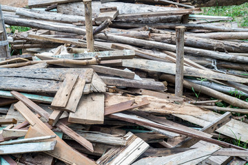 Pile of old wood chips , scrap wood - for Background