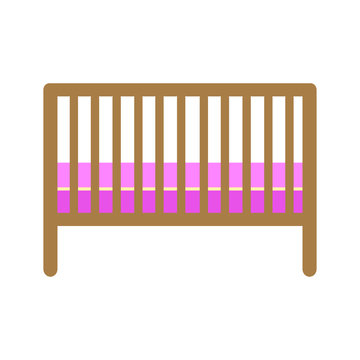 recommend clip art: Baby crib, pink color. Girl crib. Vector illustration. EPS 10.