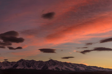 sky clouds mountains sunset snow