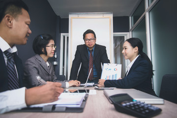 Corporate business team people meeting good teamwork in office. Teamwork successful Meeting Workplace strategy Concept.