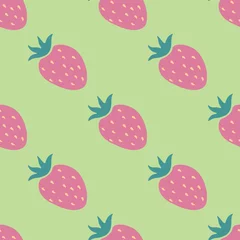 Foto auf Leinwand Seamless pattern with strawberry. Fruit background. Vector illustration. © _aine_