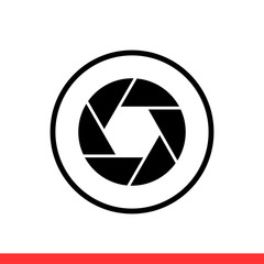 Camera objective icon, focus symbol. Vector illustration