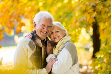 Senior couple in autumn park