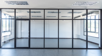 Interior glass door in building