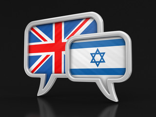 Speech bubbles with flags. Image with clipping path