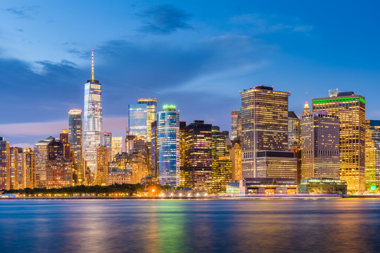 Lower Manhattan Skyline From New York Bay