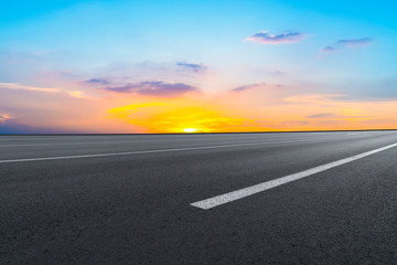 Sky Highway Asphalt Road and beautiful sky sunset scenery
