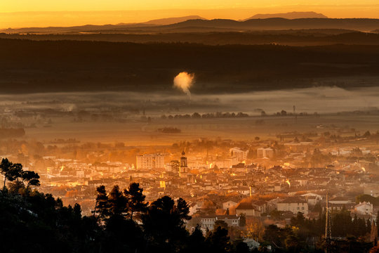 sunset over the city