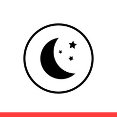 Moon star icon, night symbol. Vector illustration