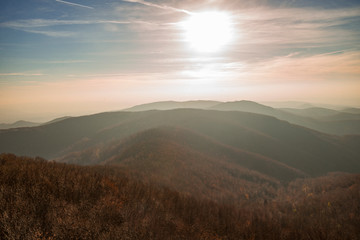 foggy beautiful Hungarian mountain landscape in Királyrét 