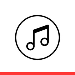 Music icon, note symbol. Vector illustration