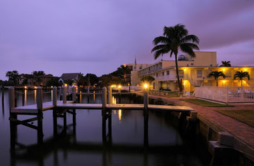 Fototapeta premium Lights along the dock in south Florida