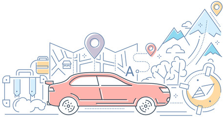Naklejka premium Navigation - modern line design style vector illustration