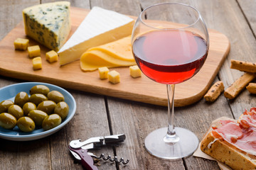 Ingredients for meal and wine
