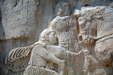 Obraz premium Ancient Persian royal tombs of King Darius and Xerxes, Naqs-e Rostam, Iran