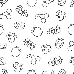 Vector seamless pattern of assorted outline berries such as stra