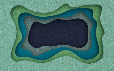 Fabric texture cut abstract background with flowing cut shapes. 3d rendering.