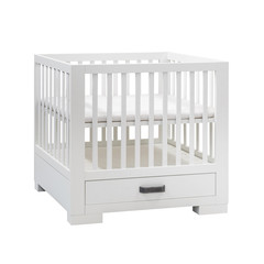 White isolated baby square bed