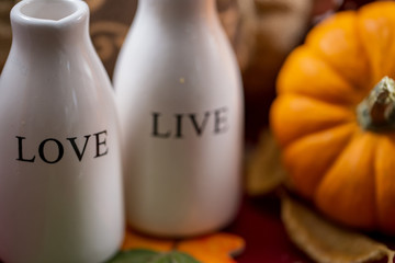 Love and Live message with a fall or autumn background