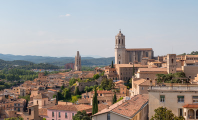 Obraz premium Girona cityscape with the Cathedral of Girona, Spain.