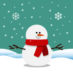 Cute funny snowman in cartoon style